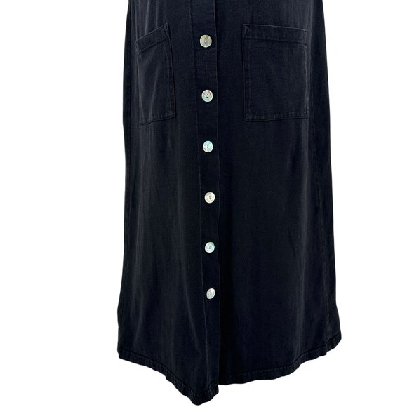 Vintage Blue Cactus Womens Large Dress Linen Blend Sleeveless Jumper Boho Black - Picture 4 of 12